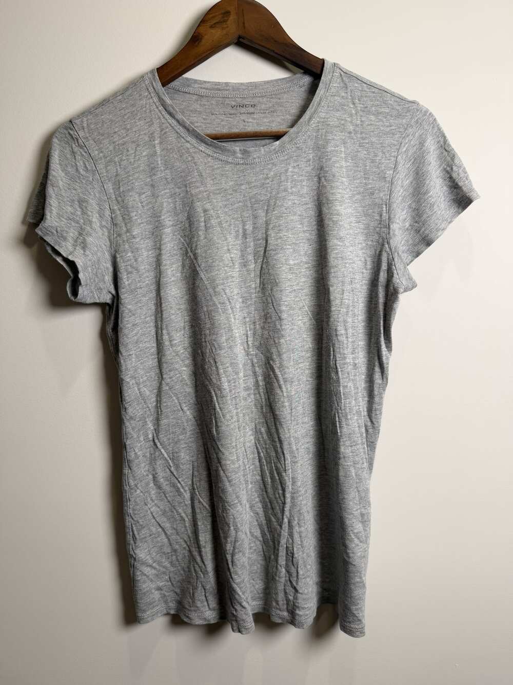 Womens Vince Gray Short-Sleeve Crew-Neck T-Shirt, Size L